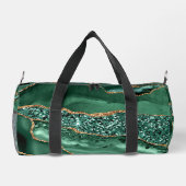 エメラルドグリーン金ゴールドグリッターカスタム大理石あなたの名前 ダッフルバッグ (裏面)