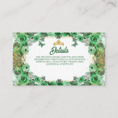 エメラルドグリーン金ゴールドグリッターフローラキンセアニェラ エンクロージャーカード (裏面)
