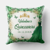 エメラルドグリーン金ゴールドグリッターフローラキンセアニェラ クッション (裏面)