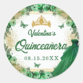 エメラルドグリーン金ゴールドグリッターフローラキンセアニェラ ラウンドシール (正面)