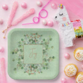 エメラルドグリーン金ゴールドグリッターユーカリカスタムトゥス ペーパープレート (パーティー)