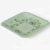 エメラルドグリーン金ゴールドグリッターユーカリカスタムトゥス ペーパープレート (傾斜あり)