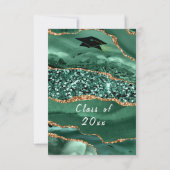 エメラルドグリーン金ゴールドグリッター卒業招待状 ノートカード (裏面)