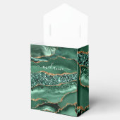 エメラルドグリーン金ゴールドグリッター名前をカスタムするギフトボックス フェイバーボックス (オープン)