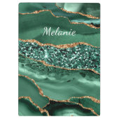 エメラルドグリーン金ゴールドグリッター名前をカスタムするクリップボード クリップボード (裏面)