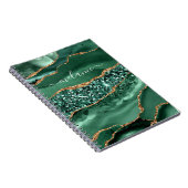 エメラルドグリーン金ゴールドグリッター名前をカスタムするノート ノートブック (右側)