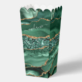 エメラルドグリーン金ゴールドグリッター名前をカスタムするポップコーンボックス フェイバーボックス (裏面)