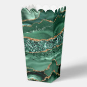 エメラルドグリーン金ゴールドグリッター名前をカスタムするポップコーンボックス フェイバーボックス (正面)