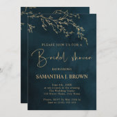 エメラルドグリーン金ゴールドグリーンブライダルシャワー 招待状 (正面/裏面)