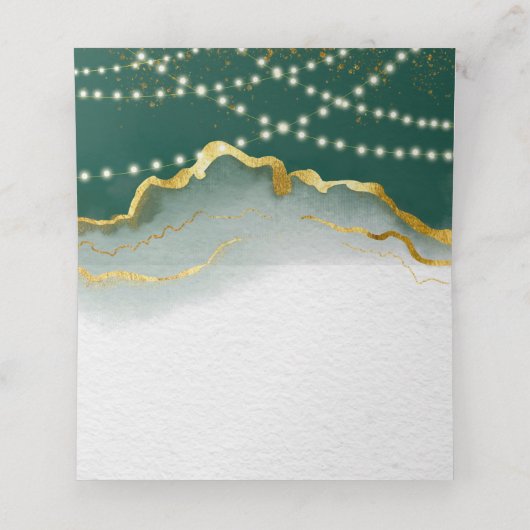 エメラルドグリーン金ゴールドゲート結婚ライトのレジストリ プレイスカード (内部開封)