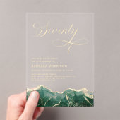 エメラルドグリーン金ゴールドゲート70th7誕生日 アクリル招待状 (インサイチュ (ポータブル))