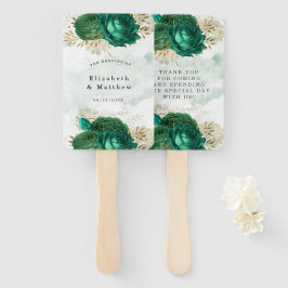 エメラルドグリーン金ゴールドシャイングリッター結婚ズサンキューユー ハンドファン