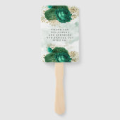 エメラルドグリーン金ゴールドシャイングリッター結婚ズサンキューユー ハンドファン (裏面)