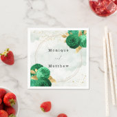 エメラルドグリーン金ゴールドシャインジオメトリックグリッター結婚ズ スタンダードカクテルナプキン (インサイチュ)