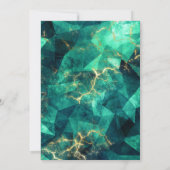 エメラルドグリーン金ゴールドジェムストーンムリ結婚スム 招待状 (裏面)