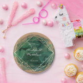 エメラルドグリーン金ゴールドタンウォーター結婚カラー ペーパープレート (パーティー)