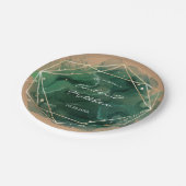 エメラルドグリーン金ゴールドタンウォーター結婚カラー ペーパープレート (アングル)