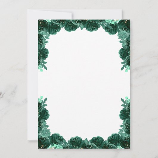 エメラルドグリーン金ゴールドティアラプリンセスキンセアニラ 招待状 (裏面)