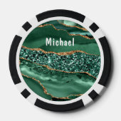 エメラルドグリーン金ゴールドトランプのポーカーチップと名前をカスタムする ポーカーチップ (裏面)