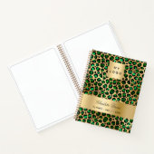 エメラルドグリーン金ゴールドヒョウのビジネスロゴ ノートブック (内部)