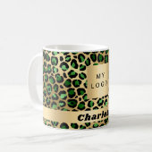 エメラルドグリーン金ゴールドヒョウの生意気 コーヒーマグカップ (正面左)