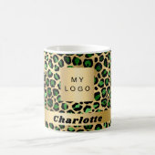 エメラルドグリーン金ゴールドヒョウの生意気 コーヒーマグカップ (中央)