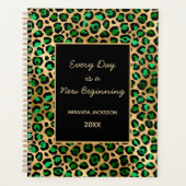 エメラルドグリーン金ゴールドヒョウやる気を起こさせる2026 プランナー手帳 (正面)