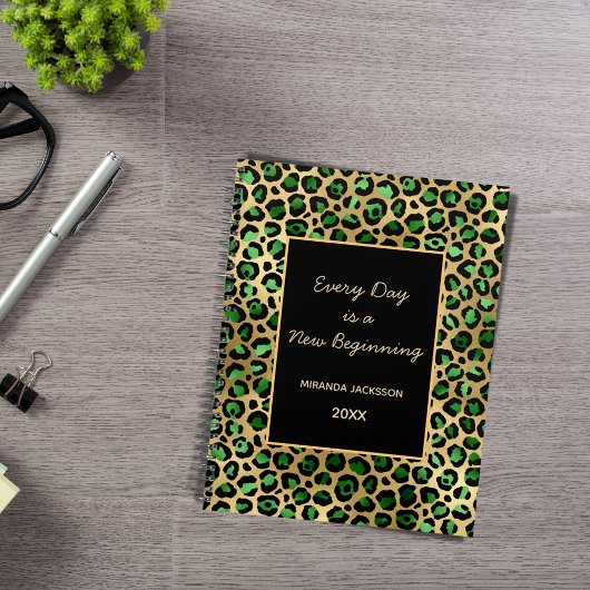 エメラルドグリーン金ゴールドヒョウやる気を起こさせる2026 プランナー手帳