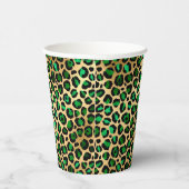 エメラルドグリーン金ゴールドヒョウパーティー 紙コップ (右)