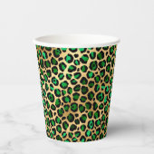 エメラルドグリーン金ゴールドヒョウパーティー 紙コップ (正面)