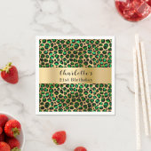 エメラルドグリーン金ゴールドヒョウ誕生日 スタンダードカクテルナプキン (インサイチュ)