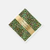 エメラルドグリーン金ゴールドヒョウ誕生日 スタンダードカクテルナプキン (角)