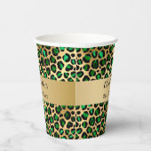 エメラルドグリーン金ゴールドヒョウ誕生日 紙コップ (右)