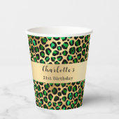 エメラルドグリーン金ゴールドヒョウ誕生日 紙コップ (正面)