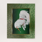 エメラルドグリーン金ゴールドファンタジーホリデーユニコーン ジグソーパズル (縦)