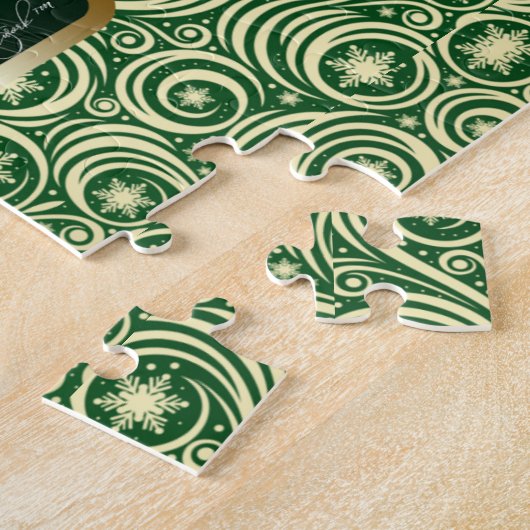 エメラルドグリーン金ゴールドファンタジーホリデーユニコーン ジグソーパズル (側面)