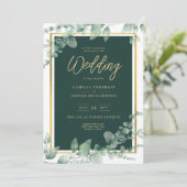 エメラルドグリーン金ゴールドフォト結婚式招待状 招待状 (スタンド正面)