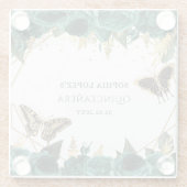 エメラルドグリーン金ゴールドフローラエレガントキンセアニェラ ガラスコースター (裏面)