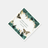 エメラルドグリーン金ゴールドフローラエレガントキンセアニェラ スタンダードカクテルナプキン (角)