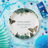 エメラルドグリーン金ゴールドフローラエレガントキンセアニェラ ペーパープレート (パーティー)