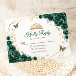 エメラルドグリーン金ゴールドフローラキンセアニェラ返信 出欠カード