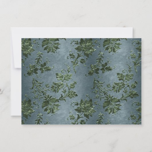 エメラルドグリーン金ゴールドフローラキンセアニラサンキュー ノートカード (裏面)