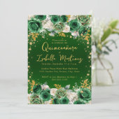 エメラルドグリーン金ゴールドフローラキンセアニラスウィート15 招待状 (スタンド正面)