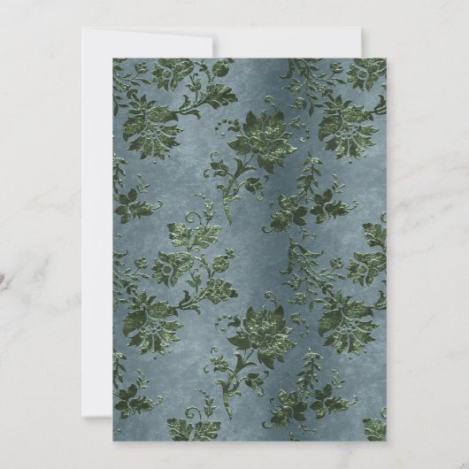 エメラルドグリーン金ゴールドフローラキンセアニラ 招待状 (裏面)