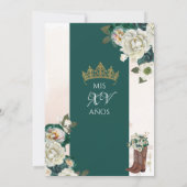 エメラルドグリーン金ゴールドフローラクレストチャラキンセアニェラ 招待状 (裏面)