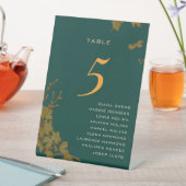 エメラルドグリーン金ゴールドフローラゲスト名テーブル番号 台座サイン (インサイチュ)
