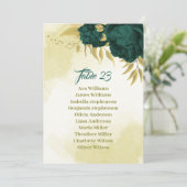 エメラルドグリーン金ゴールドフローラシーティングチャートカード 招待状 (スタンド正面)