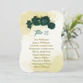 エメラルドグリーン金ゴールドフローラシーティングチャートカード 招待状 (スタンド正面)
