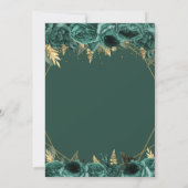 エメラルドグリーン金ゴールドフローラバタフライスウィート16 招待状 (裏面)