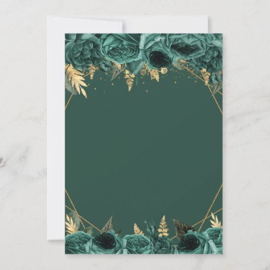 エメラルドグリーン金ゴールドフローラバタフライSWEET 16 招待状 (裏面)